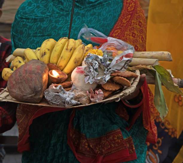chhath Poojja A Traditional and cultural Festival from Purvanchal Bihar Uttar Pradesh Chhatt Poojja A Traditional and cultural Festival from Purvanchal Bihar Uttar Pradesh chhath stock pictures, royalty-free photos & images