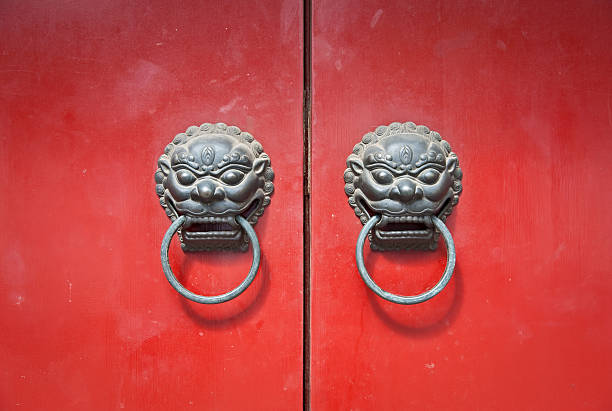 Chi Lin Door Knocker in Shanghai, China stock photo