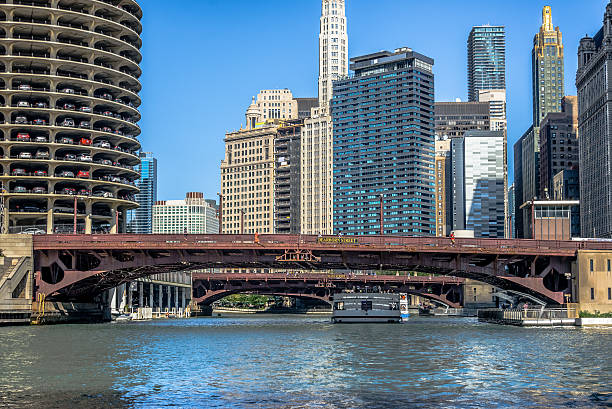 Chicago River Dearborn Street Bridge stock photo