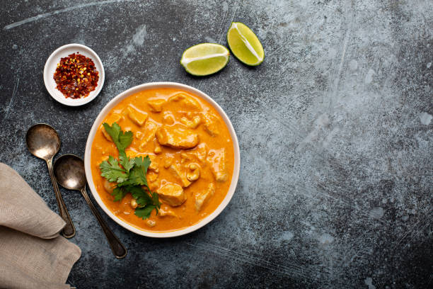 Chicken and cashew red curry stock photo