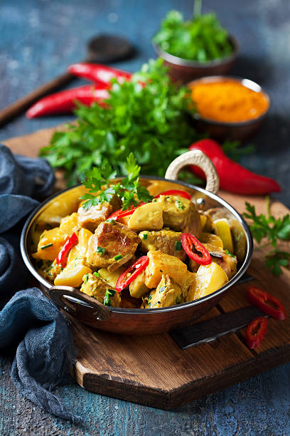 Chicken curry with pineapple Chicken curry with pineapple, selective focus curry meal stock pictures, royalty-free photos & images