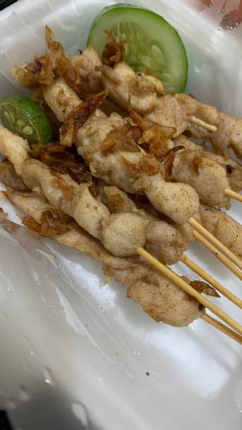 Chicken Grilled Skewer- Taichan Chicken skewer with salty and spicy taste. Eat along with sambal or homemade chili sauce. Good for keto diet since no need adding oil in the cooking process. sate taichan stock pictures, royalty-free photos & images