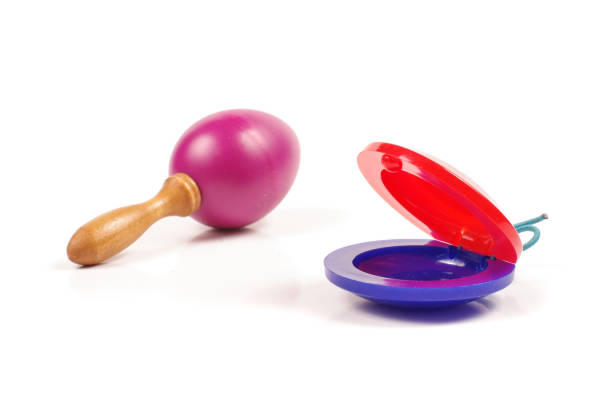 Child rattle and castanets stock photo