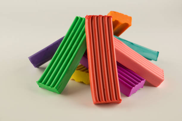 children color wax plasticine for creativity isolated stock photo