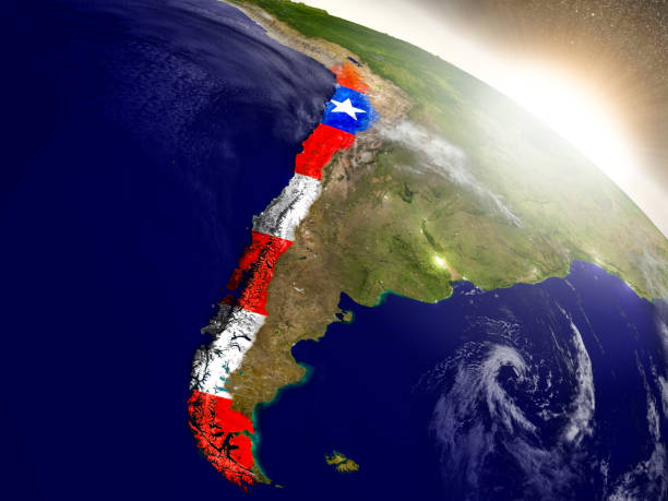Chile with flag in rising sun stock photo