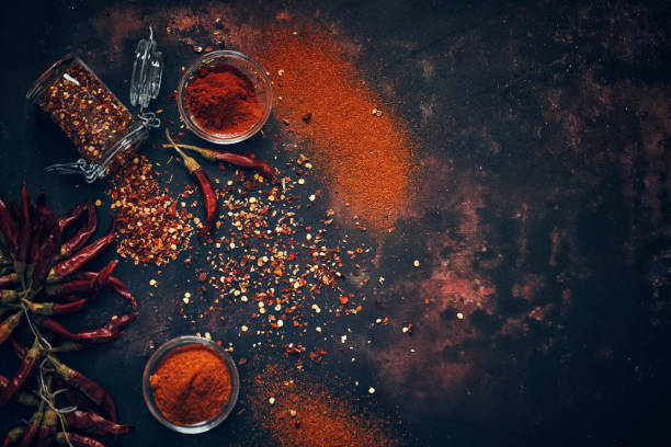 Chili Spice Mix with Chili Powder and Dried Chilies Chili Spice Mix with Chili Powder and Dried Chilies cayenne pepper photos stock pictures, royalty-free photos & images