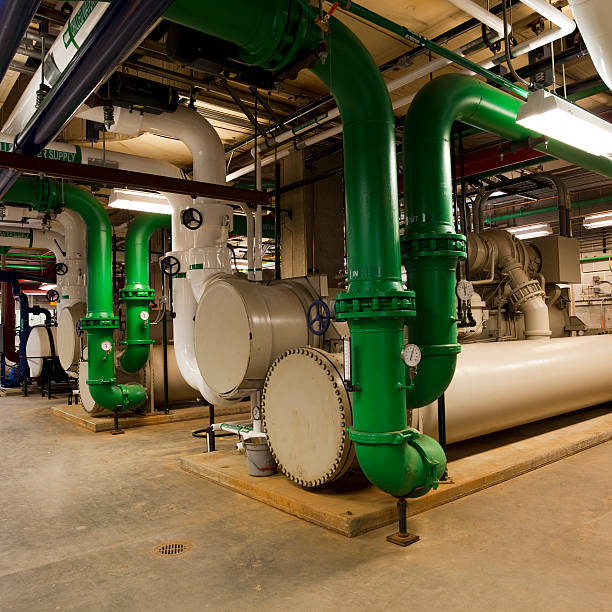 Chiller plant and piping stock photo