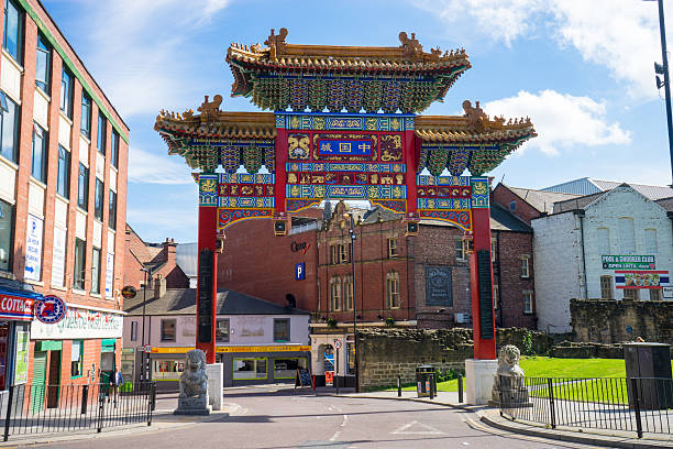 China Town entrance arch - Newcastle Upon Tyne stock photo