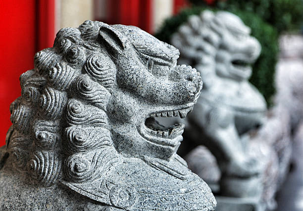 Chinatown Lions stock photo