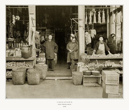 Antique American Photograph: Chinatown, San Francisco, California, United States, 1893: Original edition from my own archives. Copyright has expired on this artwork. Digitally restored.