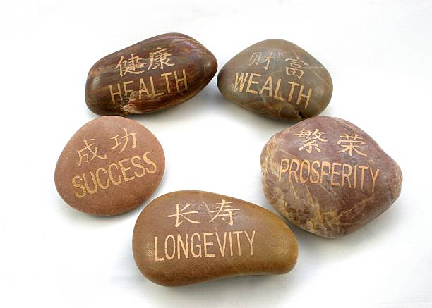 Chinese and English Inspiration Stones stock photo
