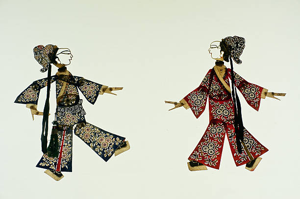 chinese art of shadow play, an ancient folk drama, - wajang stockfoto's en -beelden