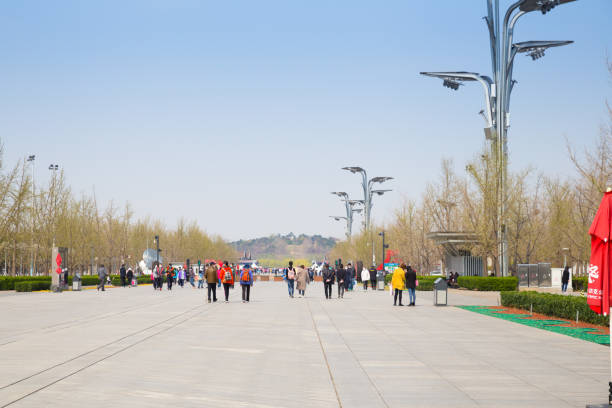 Chinese begin to come out enjoy spring in Olympic Park after two months lockdown stock photo