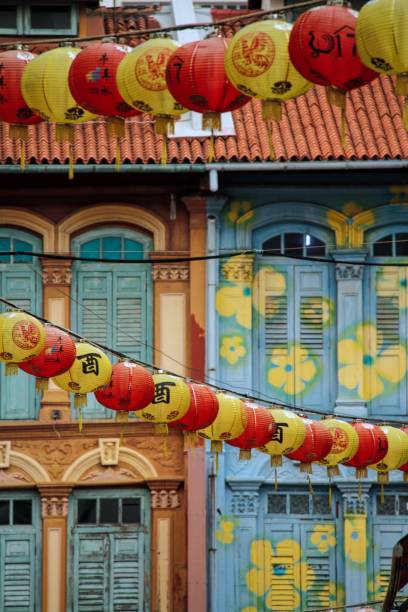 Chinese lanterns in Singapore Street stock photo