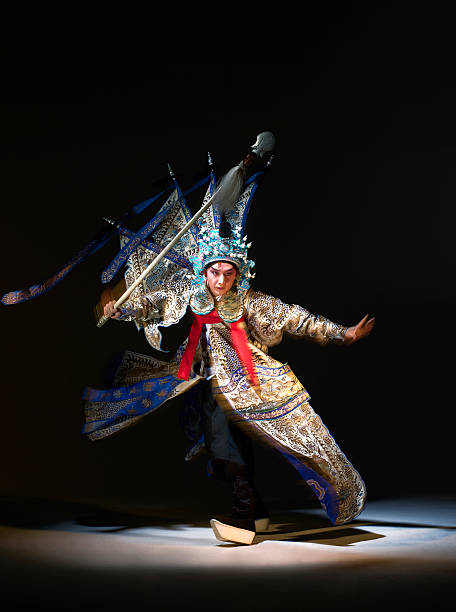 Chinese opera action (Zhao Yun)  acting performance stock pictures, royalty-free photos & images