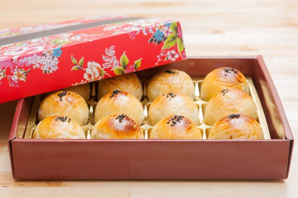 Chinese pastry or Moon cake stock photo