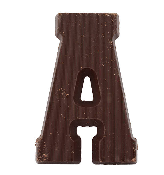 chocolate alphabet - letter a - chocoladeletter stockfoto's en -beelden