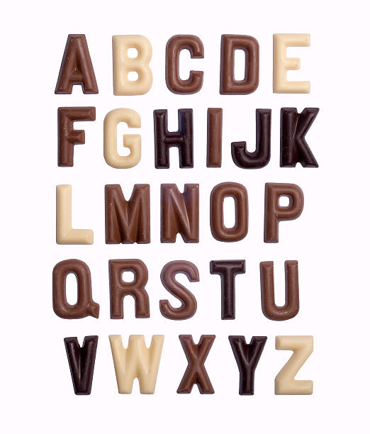 chocolate alphabet - chocoladeletter stockfoto's en -beelden