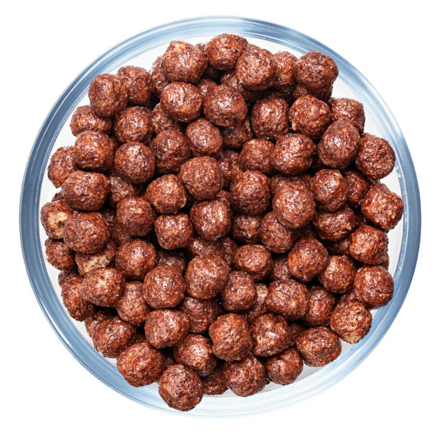 Chocolate balls isolated on a white background. Quick breakfast. High quality photo, full depth of field. File contains clipping path. stock photo