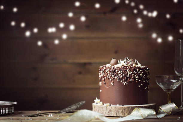 chocolate celebration cake - bolos de chocolate imagens e fotografias de stock