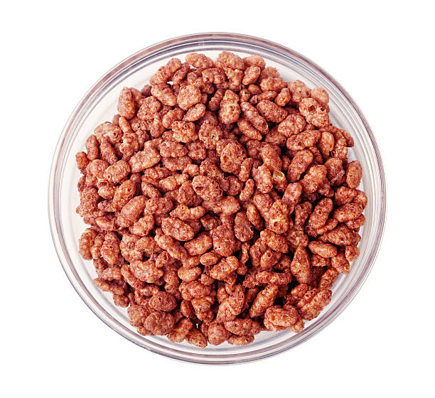 Chocolate coated puffed rice cereals stock photo