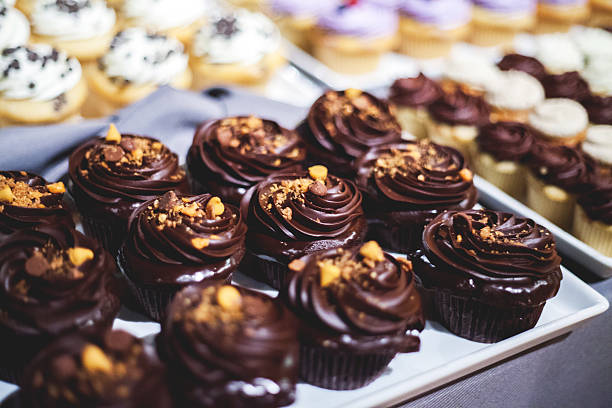 Chocolate Cupcakes at a Wedding stock photo