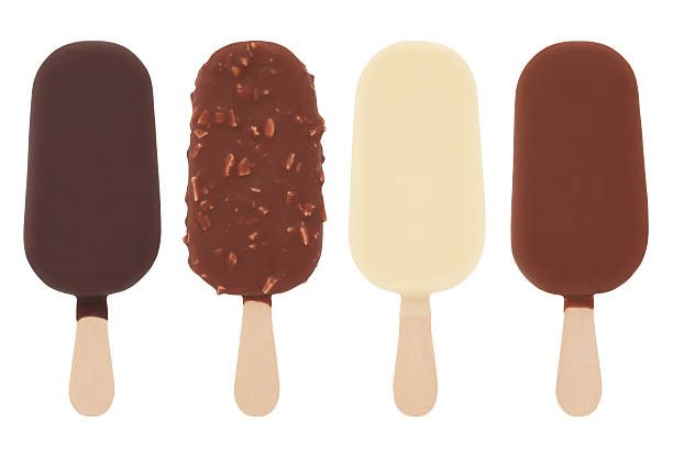 Chocolate Ice Cream Pops Chocolate Ice Cream Pops isolated on white flavored ice stock pictures, royalty-free photos & images