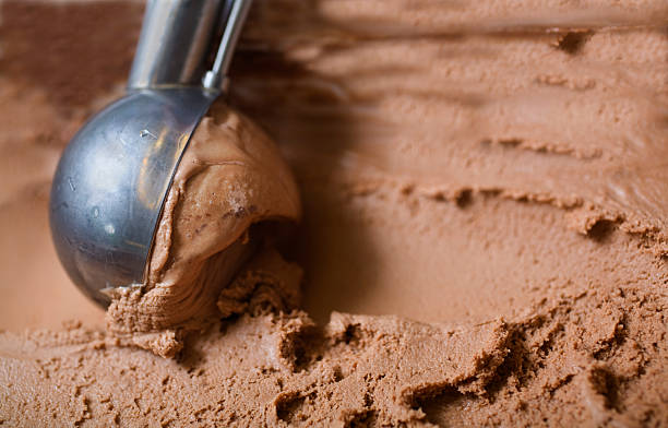 Chocolate ice cream scoop stock photo