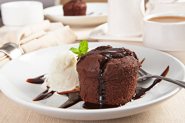 Chocolate Lava Cake With Ice Cream stock photo