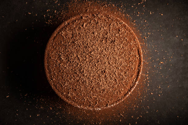 Chocolate Shavings on Large Tiramisu stock photo