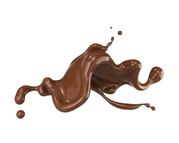 chocolade splash geïsoleerd op witte achtergrond. - chocolade stockfoto's en -beelden