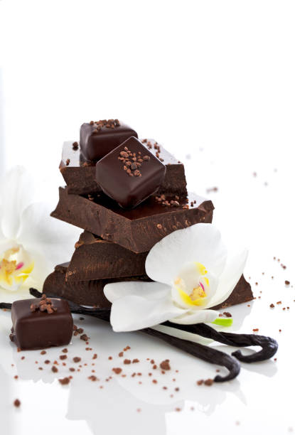 Chocolate vanilla candies stock photo