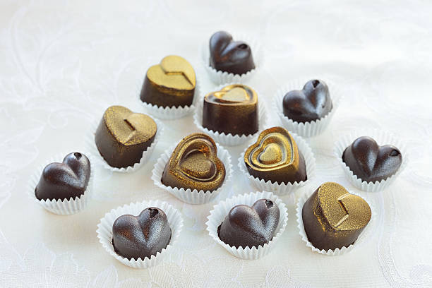 chocolates in a heart shape stock photo