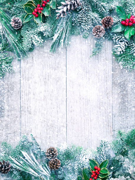Christmas and New Year background with fir branches stock photo
