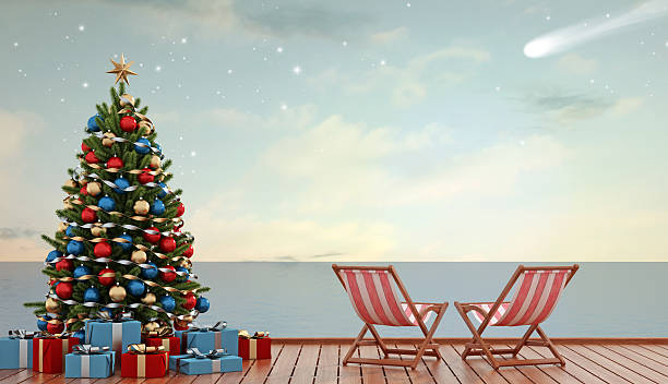 Christmas at sea stock photo