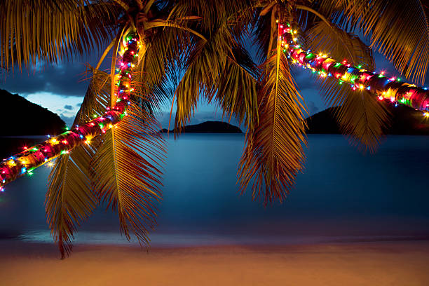Christmas at the Caribbean beach stock photo