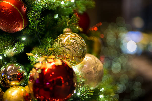Christmas background with christmass balls - Soft focus stock photo