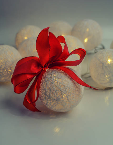 Christmas ball with bow stock photo