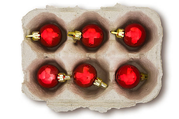 Christmas Baubles in an Eggbox stock photo