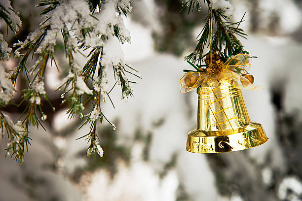 Christmas Bell On Pine Tree  japanese lantern stock pictures, royalty-free photos & images
