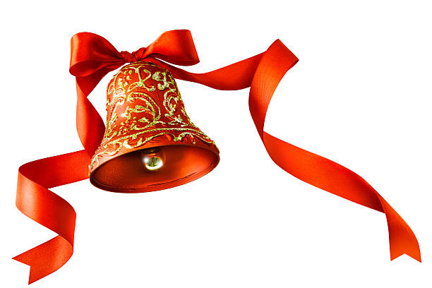 Christmas bells with red ribbon isolated on white background Christmas bells with red ribbon isolated on white background japanese lantern stock pictures, royalty-free photos & images