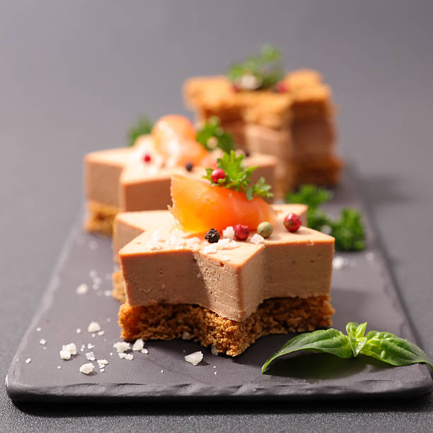 christmas canape christmas canape foie gras stock pictures, royalty-free photos & images