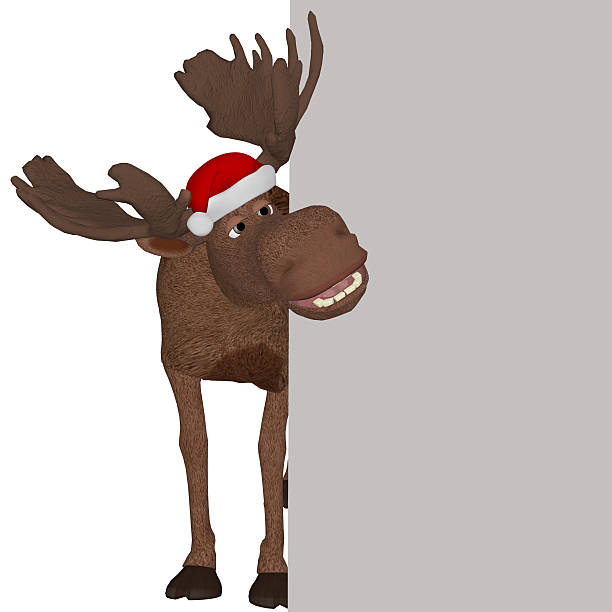 рождество мультфильмов moose with a blank board - moose cartoon стоковые фо...
