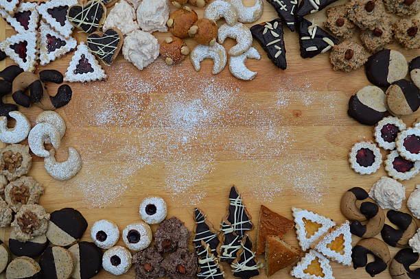 Christmas cookies frame. stock photo