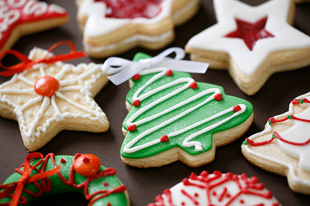 christmas cookies - koekje stockfoto's en -beelden