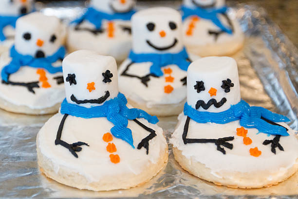 Christmas Cookies Melting snowmen Christmas Cookies. neicebird stock pictures, royalty-free photos & images