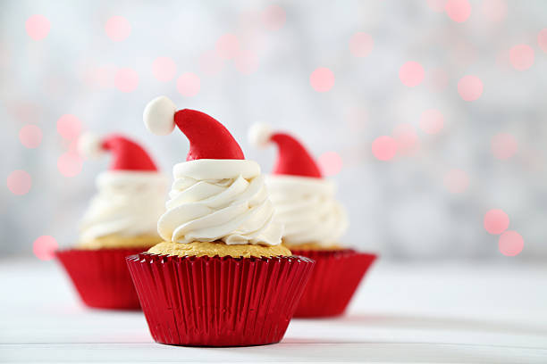 christmas cupcakes stock photo