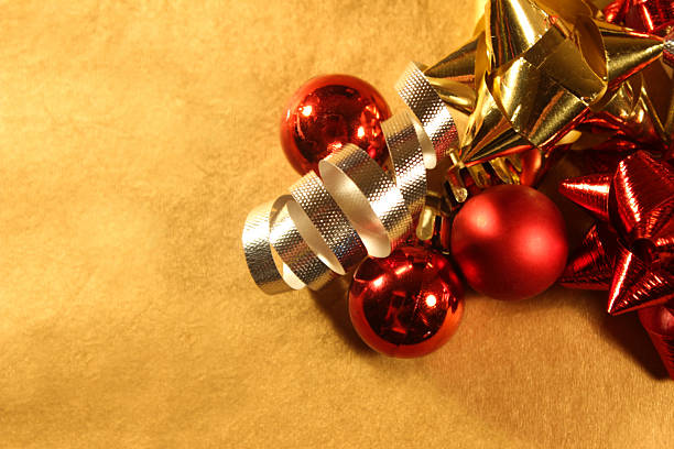 Christmas Decorations Background with Copy Space stock photo