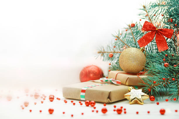 Christmas festive background with copy space. stock photo
