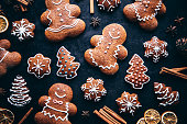 istock Christmas gingerbread man cookies and spices 1255425147